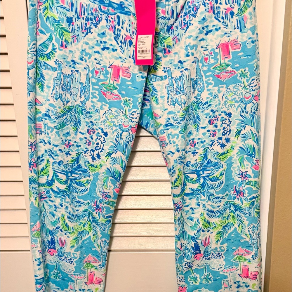Lilly Pulitzer Blue and Pink Patterned Cropped Pants